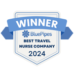 BluePipes 2024 Best Travel Nurse Company Badge (1)